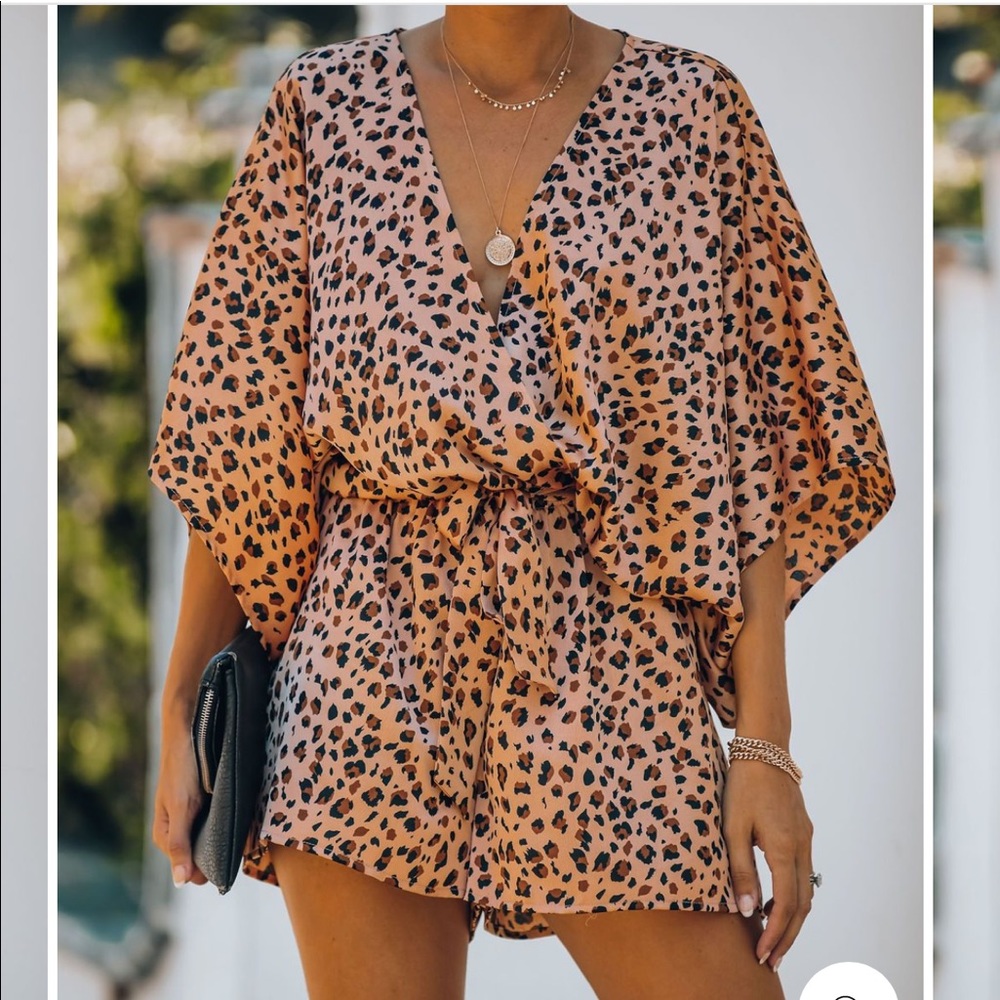 Sold out - BNWT VICI Leopard Kimono Romper sz M